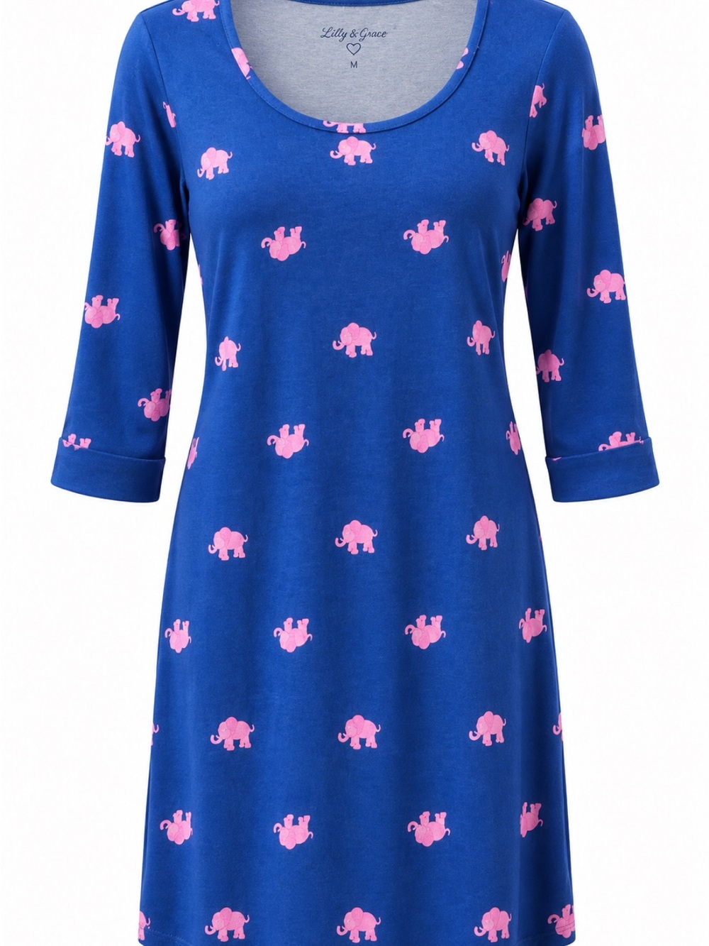 Lilly Pulitzer Royal Blue Nightdress with Pink Elephant Print